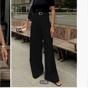 NWT COMMENSE Solid Wide Leg Pants Without Belt BLACK Medium